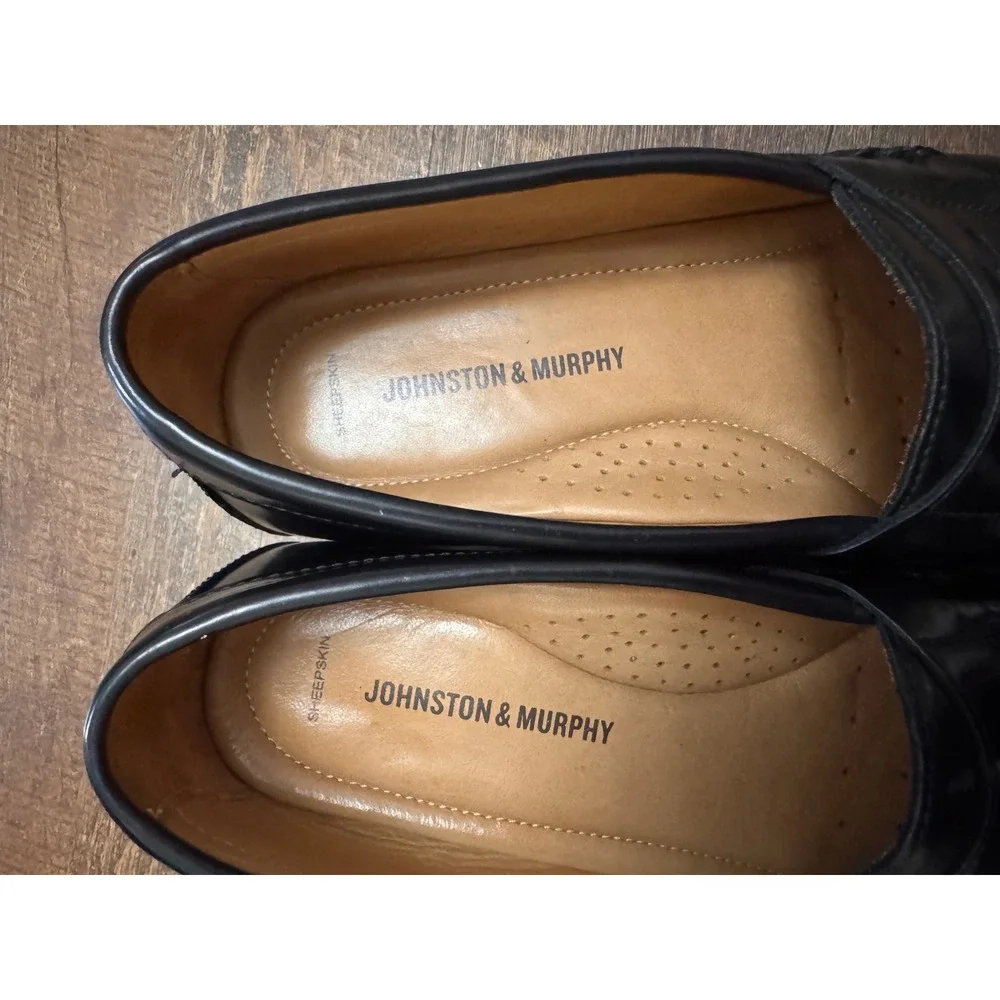 Johnston & Murphy Hayes Penny Loafers Men's 9 M Black Leather Dress Shoes